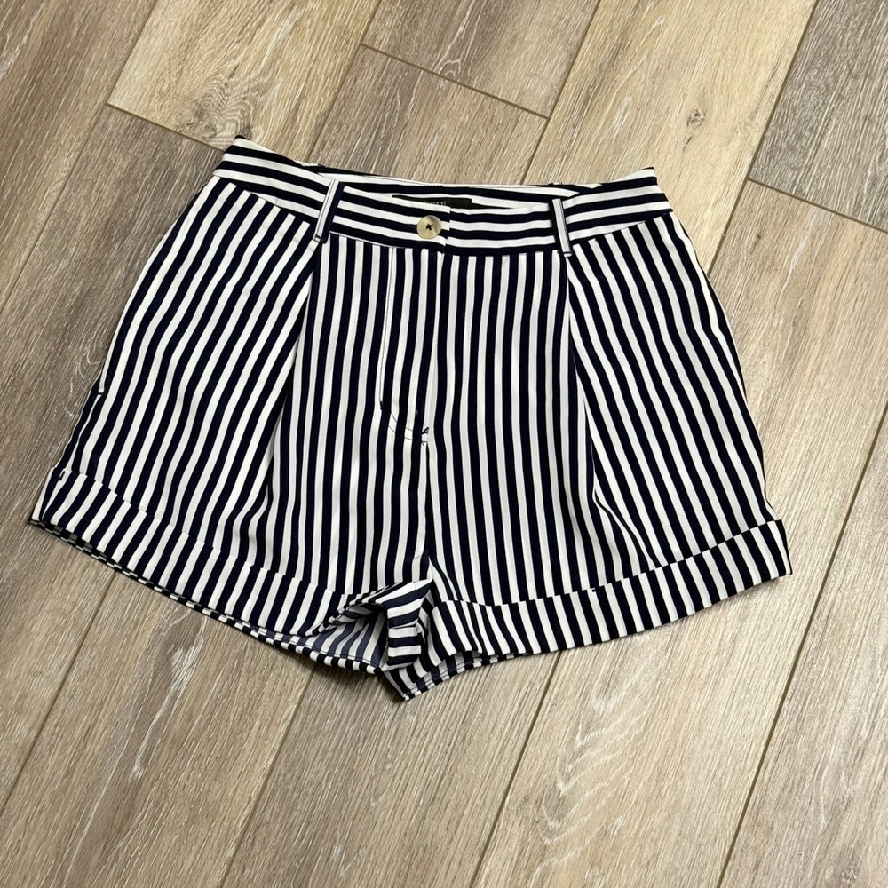 Forever 21 Navy and White Striped Shorts